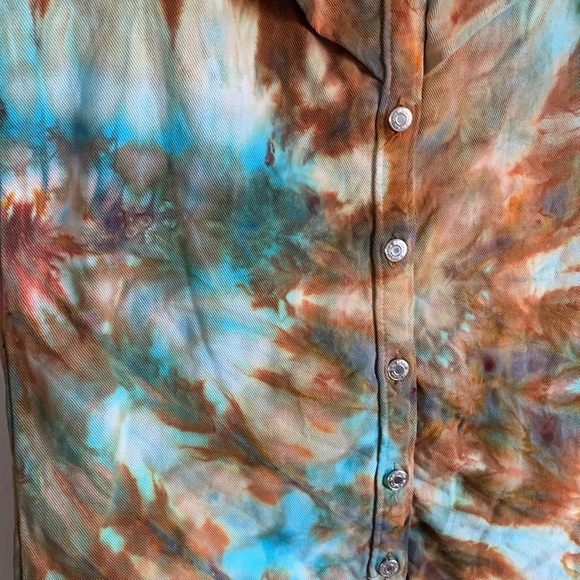 Zara tank top denim mini ruffle dress, ice toe dye - Picture 9 of 11